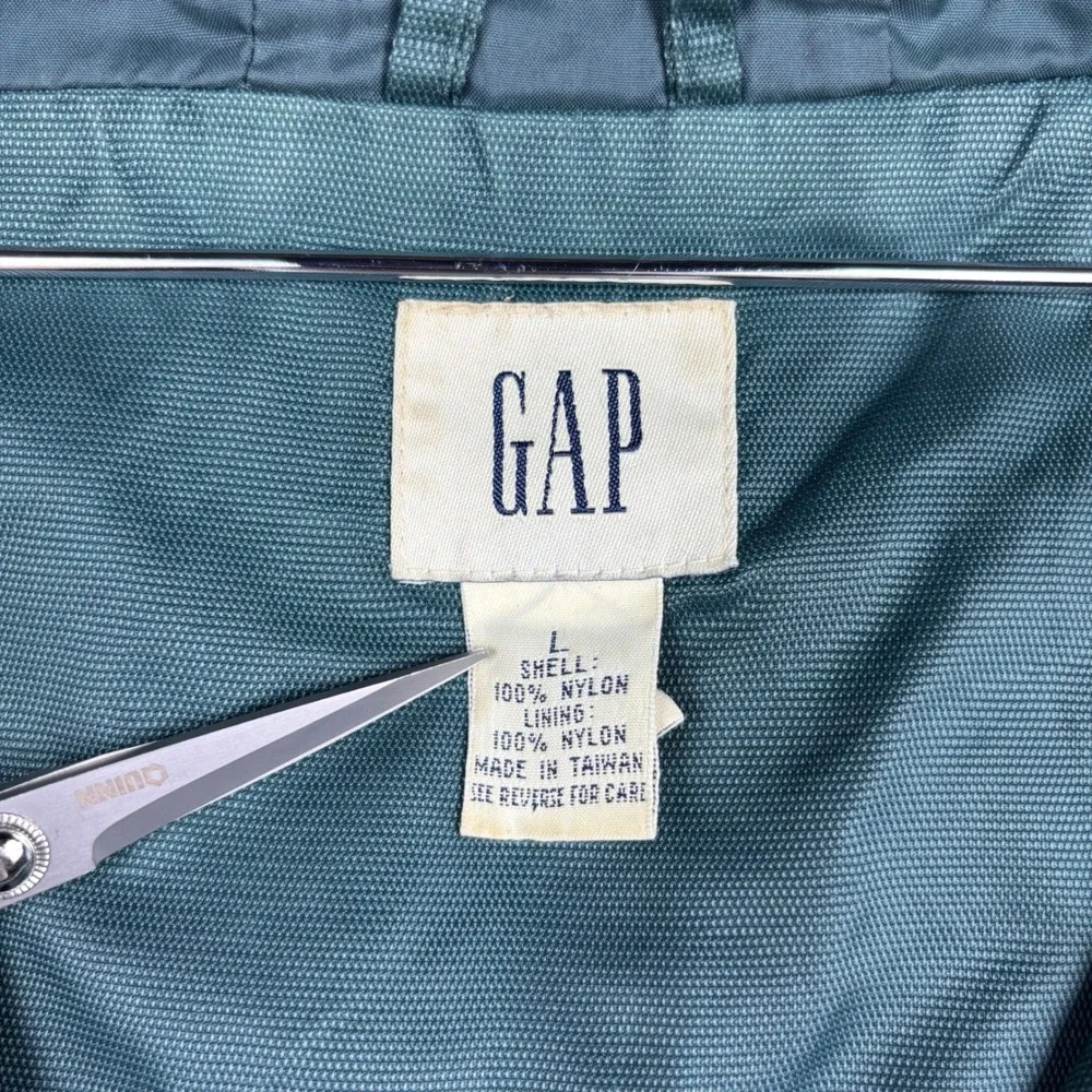 Vintage Gap Anorak Windbreaker Jacket Mens Large Green Half Zip Hooded Pullover